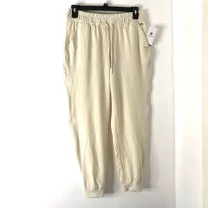 Apana Cream Active Jogger Pants NWT Ribbed Detail Drawstring